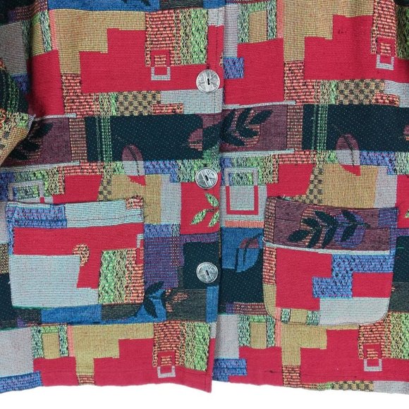 Jane Ashley Womens Jacket Blazer Woven Multicolor Fall Leaves Button Down 2X - Picture 4 of 12